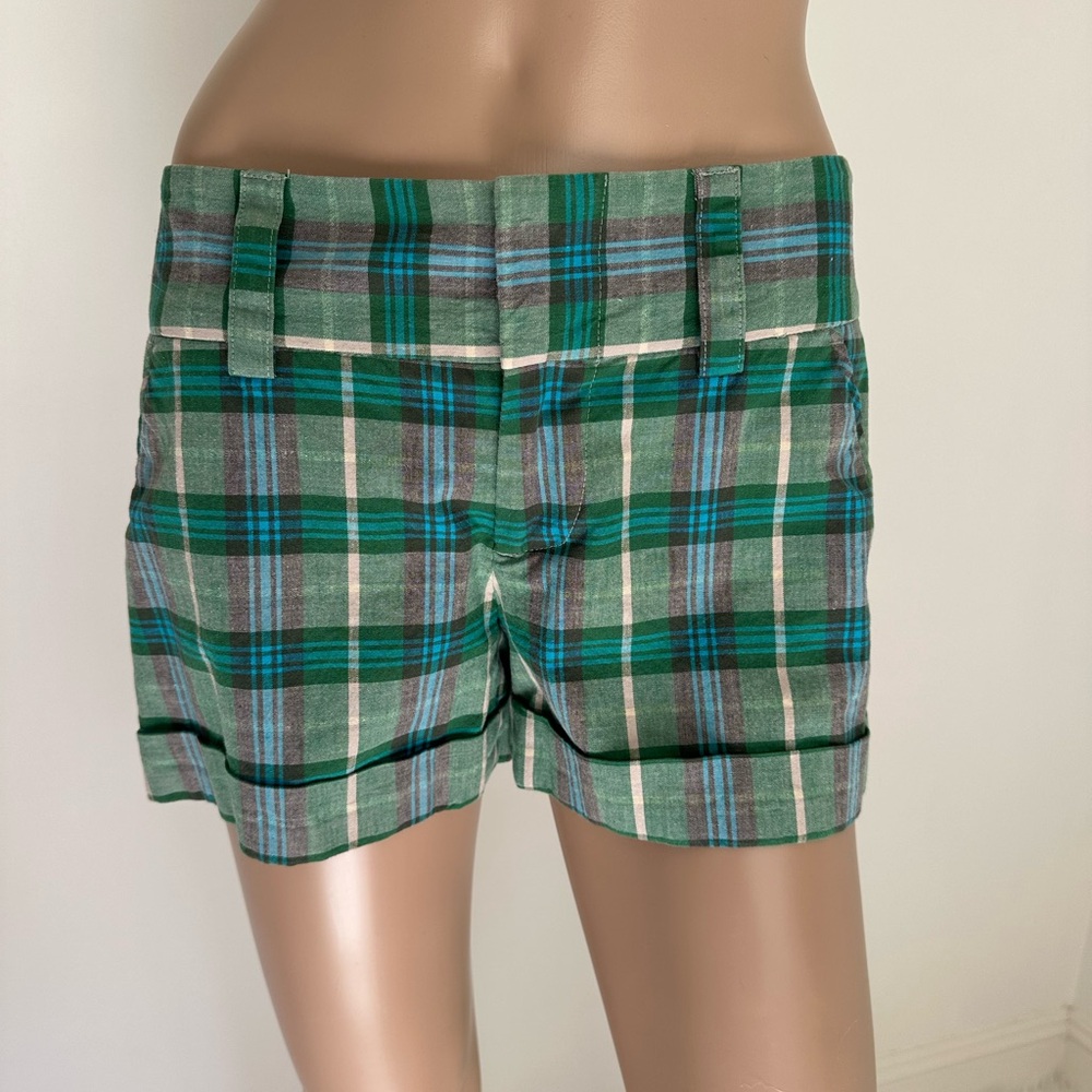 Alice + Olivia Plaid Green Shorts
